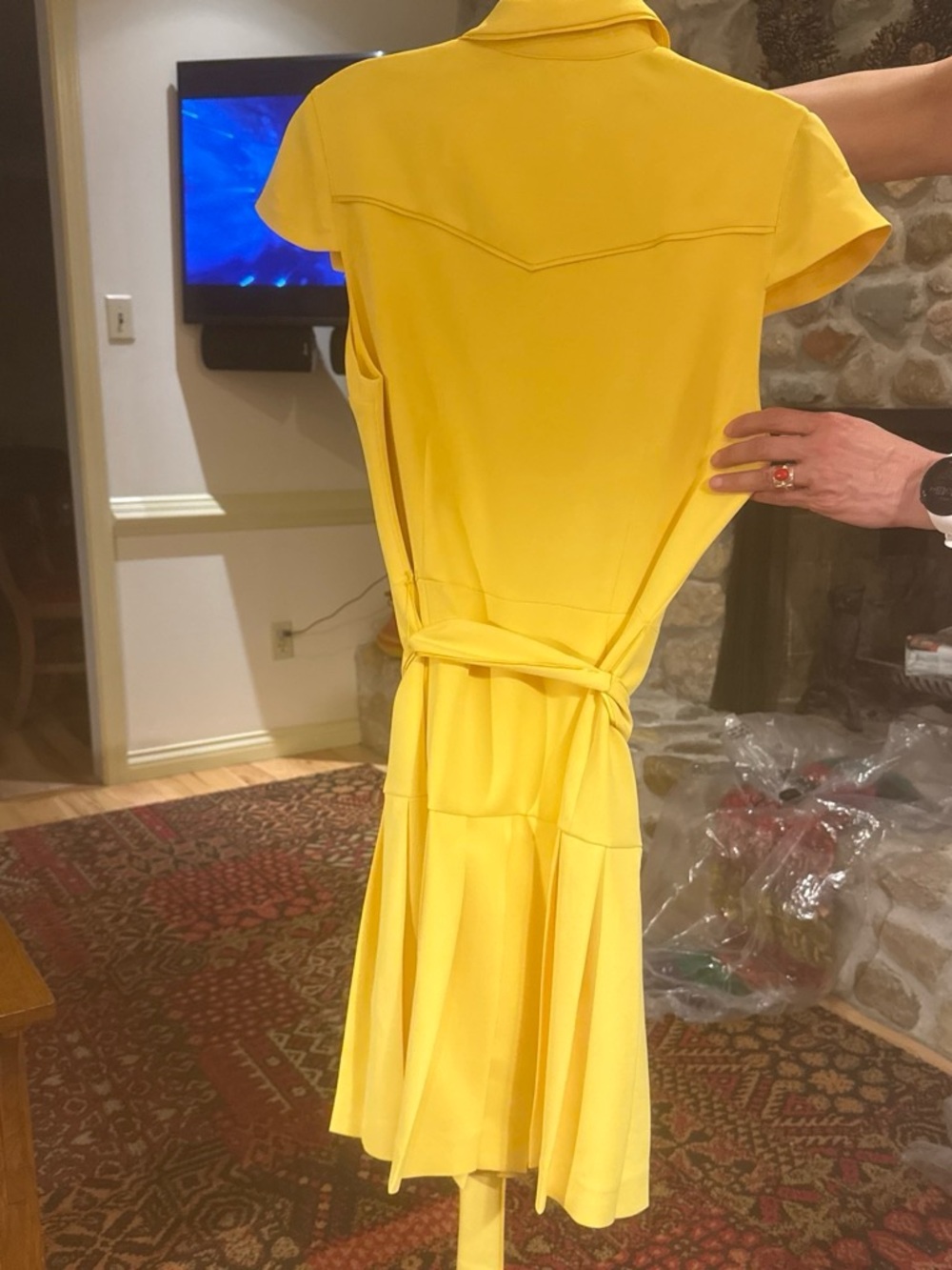 Alice + Olivia Canary Yellow Shirt Dress with Belt - Picture 3 of 3